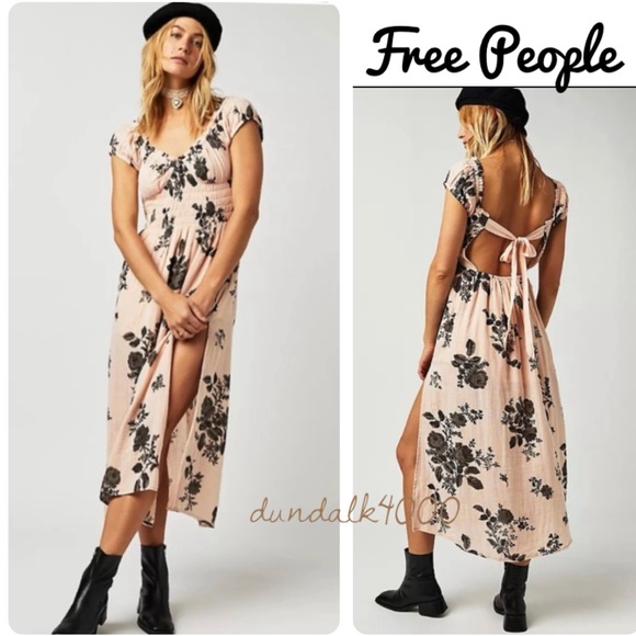 Free People Dresses & Skirts - Free People Forget Me Not Midi Dress Peach Combo M